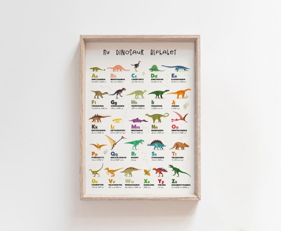 Dinosaur Alphabet | Personalised Dinosaur Poster | Dinosaur Theme | Dinosaur Nursery Print | Kids Room Decor | Dinosaur Bedroom | Dino