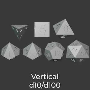 Thick-Numbered Sharp Polyhedral Dice Set STLs (Vertical d100)