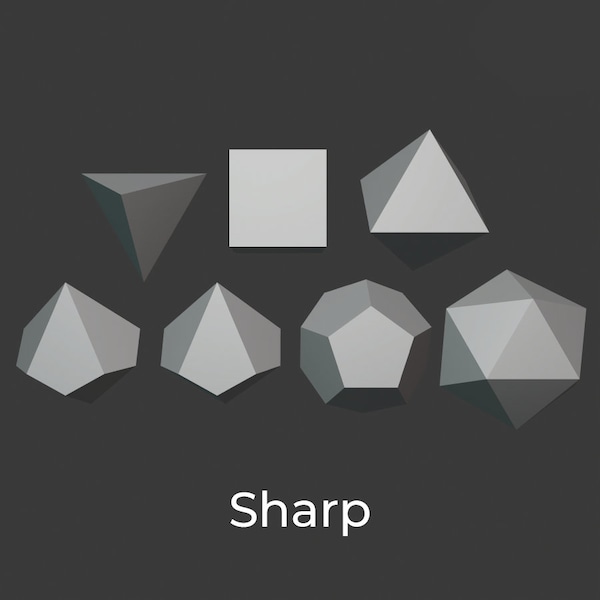 Sharp-Edged Blank Polyhedral Dice Set STLs