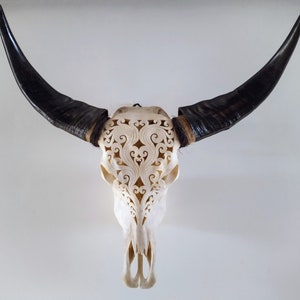 carved buffalo skull