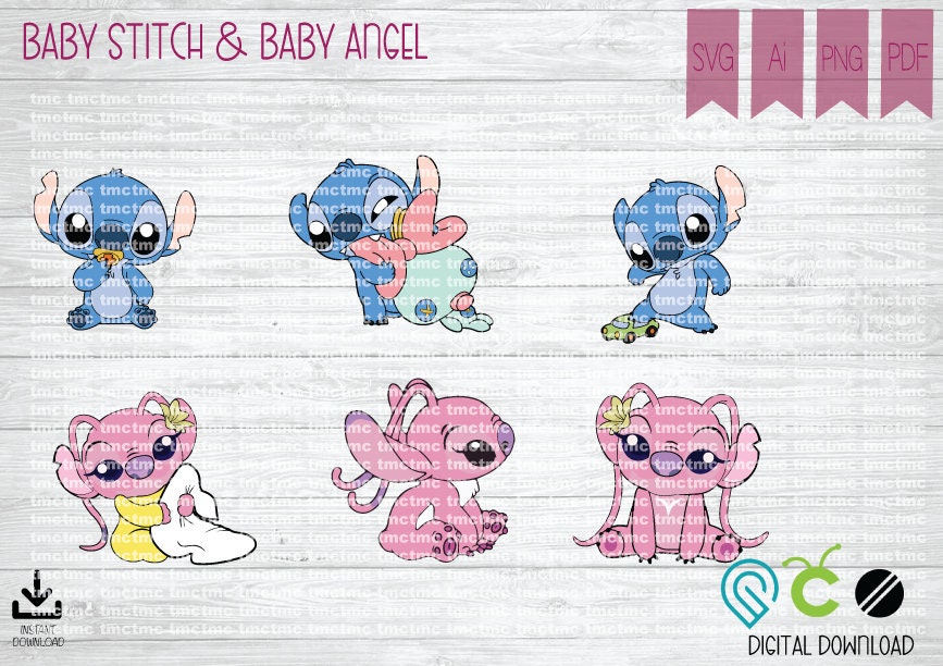 Stitch Svg, Angel Svg, UPP175  Lilo and stitch drawings, Stitch