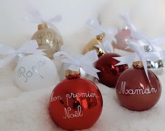 Boules de Noël personnalisées - Sapin de Noël - Prénom - Cadeau - Annonce grossesse - Mon premier Noël - Bébé - Fête de Noël - Best seller
