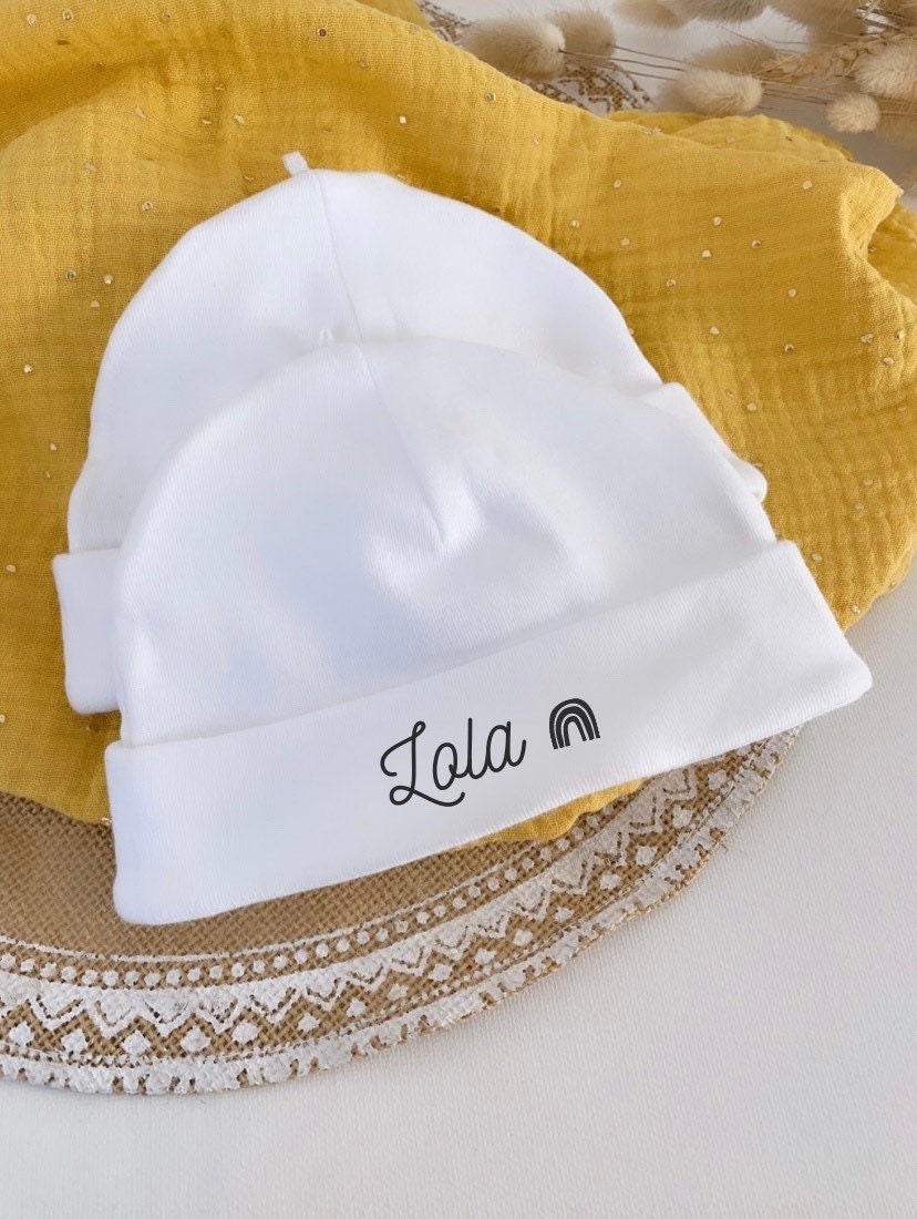 Personalized white baby hat - Multiple sizes Maternity suitcase - Gift idea - Baby birth name - Baby Shower - Best Seller - Baby