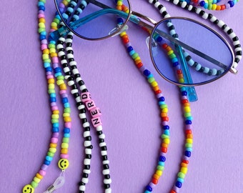 Eyeglass Chain~Crazy Mixed Up Funky Colored Beads~28"~OneOfAKind~Buy 3 SHIP FREE 