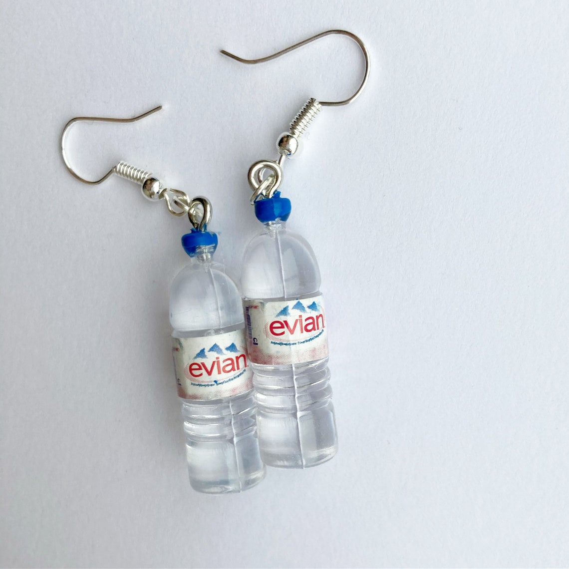 Water bottle silver plated earrings Evian Volvic Etsy