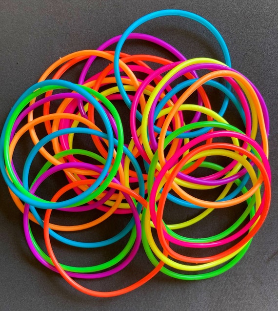 8 Gummy bangles/shag bands/90s/rubber/bracelet/neon Etsy