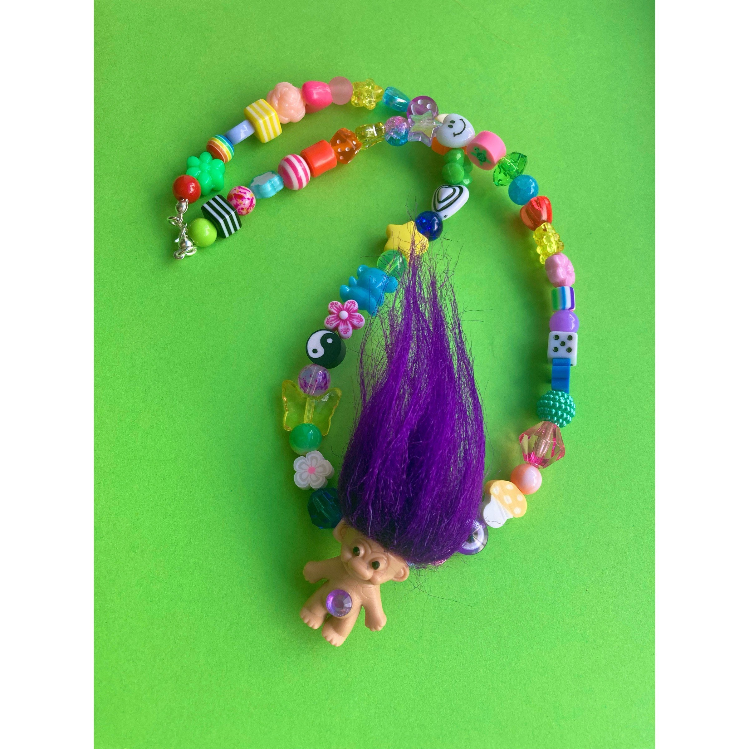 Funky Retro Troll Doll Beaded Necklace/ 90s/ Rainbow - Etsy