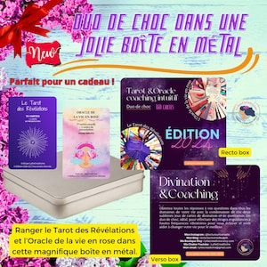 Tarot des Révélations et Oracle la vie en rose - Messages divinatoires - Boîte en métal violet - Cadeau original - Anniversaire - Auto-édité