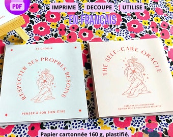 The Self-care oracle - 18 care oracle cards in French - PDF download and print - 3 positive messages - Advice & heart healing