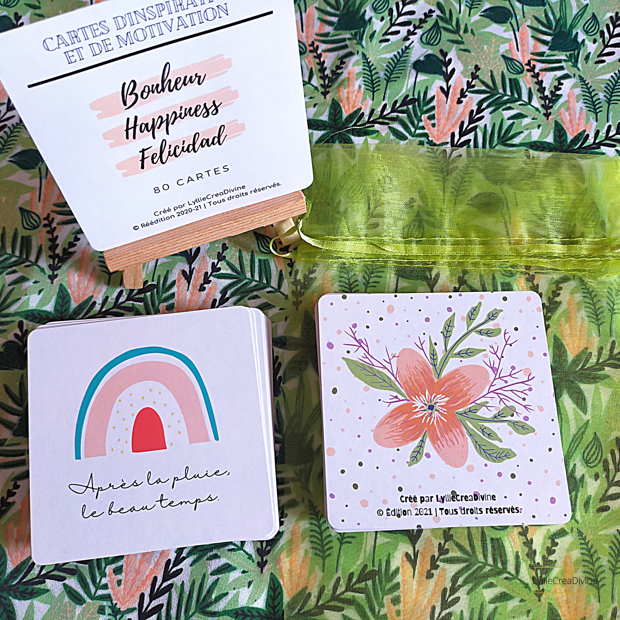 80 Cartes d'inspiration et de Motivation - Oracle à Haute Vibration en Français Messages Guidance Or