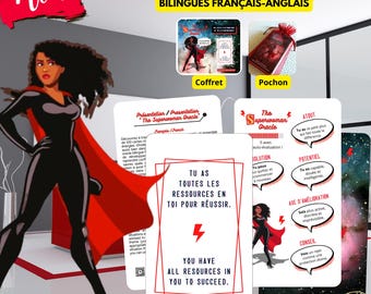 Superwoman Oracle - Tirage professionnel et relationnel - 100 cartes affirmations - Oracle carrière - Cartes de coaching intuitif - Féminine