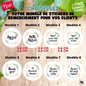 Planches de stickers de remerciement - Customisation Emballage - Autocollants Entreprise - Colis - Commerçant - Créateur - Vendeur Etsy