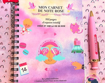 Pink spiral notebook | Pages lines, bullets, blanks | Writing notebook, Ideas, do list, prints, drawings, Bullet journal, French