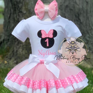 Personalized Birthday Outfit, Girl Birthday Outfit, Minnie Birthday Outfit, Minnie Tutu, Birthday Outfit, Polka dot