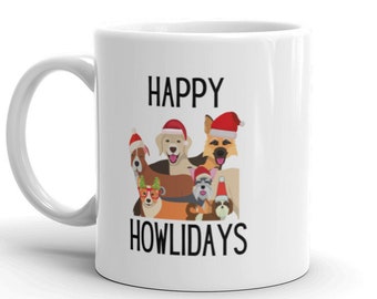 Happy Howlidays Family Photo Mug | Holiday Mug | Coffee Mug | Pet Lover Mug | Christmas Dogs | Dog Lover Mug | Dog