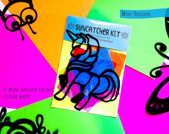 Mini Unicorn Suncatcher Kit - kids craft kit- stained glass tissue paper - collage kit - school project - craft - DIY - handmade - party