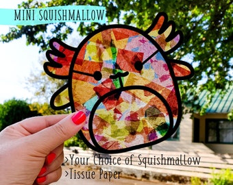 Mini Squishmallow Suncatcher Kit - kids craft kit- stained glass tissue paper - collage kit - school project - craft - DIY - handmade-party