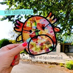 Kit de mini atrapasol de Squishmallow - kit de manualidades para niños - papel de seda para vitrales - kit de collage - proyecto escolar - manualidades - bricolaje - hecho a mano - fiesta