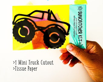 Mini Truck Suncatcher Kit - kit d’artisanat pour enfants- papier de soie en verre teinté - kit collage - projet d’école - artisanat - BRICOLAGE - fait à la main - partie