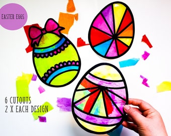 Kit Suncatcher de Pâques - kit d’artisanat pour enfants- papier de verre teinté-collage kit-école project-craft-DIY-handmade-party-Happy Easter-Egg