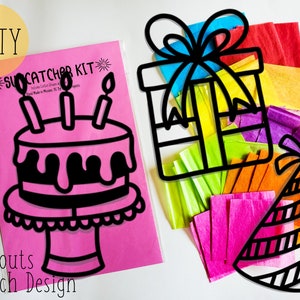 Party Suncatcher Kit - craft kit- stained glass tissue paper - collage kit - school project - craft - DIY - handmade - party - Canada