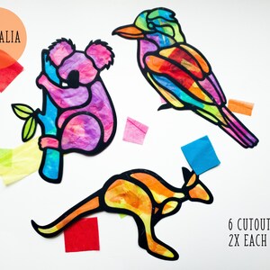 Australie Suncatcher Kit - kit d’artisanat pour enfants - papier de soie en vitrail - kit de collage - projet scolaire - artisanat - bricolage - fait à la main - fête