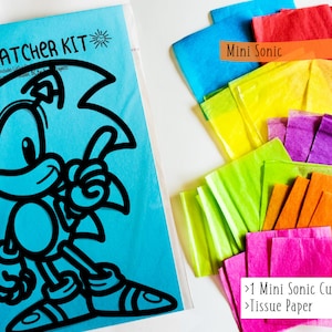 Mini Sonic Suncatcher Kit - kids craft kit- stained glass tissue paper - collage kit - school project - craft - DIY - handmade - party