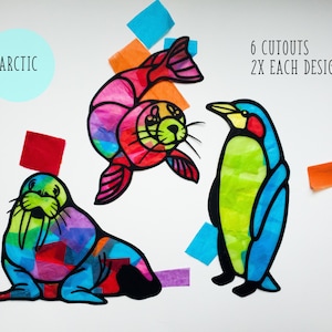 Arctic Suncatcher Kit - kit d’artisanat pour enfants - papier de soie en vitrail - kit de collage - projet scolaire - artisanat - bricolage - fait à la main - fête