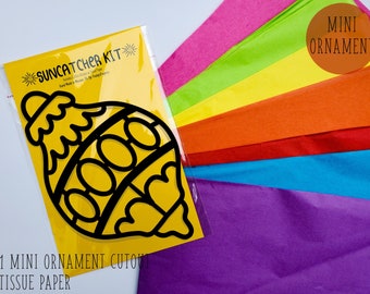 Mini Silhouette Ornament Kit -kit d’artisanat pour enfants- papier de soie de vitrail - kit de collage - projet d’école - artisanat - bricolage-fait à la main-fête-Noël