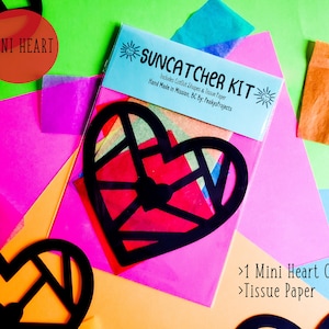 Mini Heart Suncatcher Kit - kit d’artisanat pour enfants- papier de soie en verre teinté - Valentines - projet d’école - artisanat - BRICOLAGE - fait main - fête