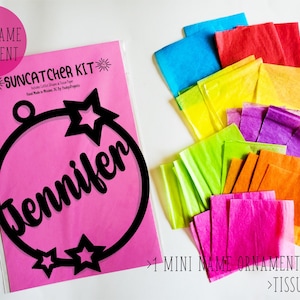 Mini Nom Ornement Suncatcher Kit-craft kit- papier de soie de vitrail - Noël- ornement - artisanat - bricolage - fait à la main - rembourrage de bas