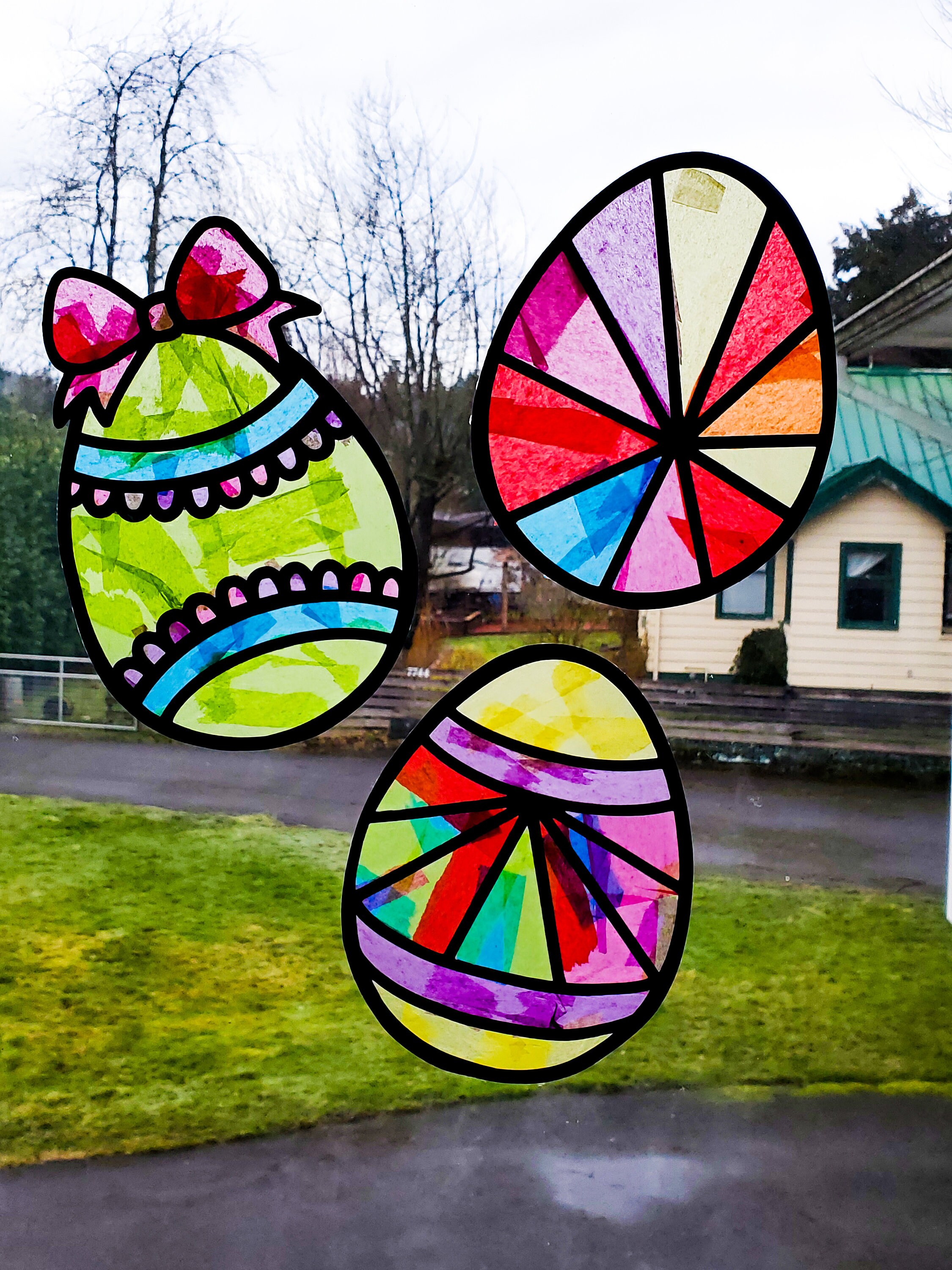 Easter Suncatcher Kit Kids Craft Kit Stained Glass Tissue Etsy Canada