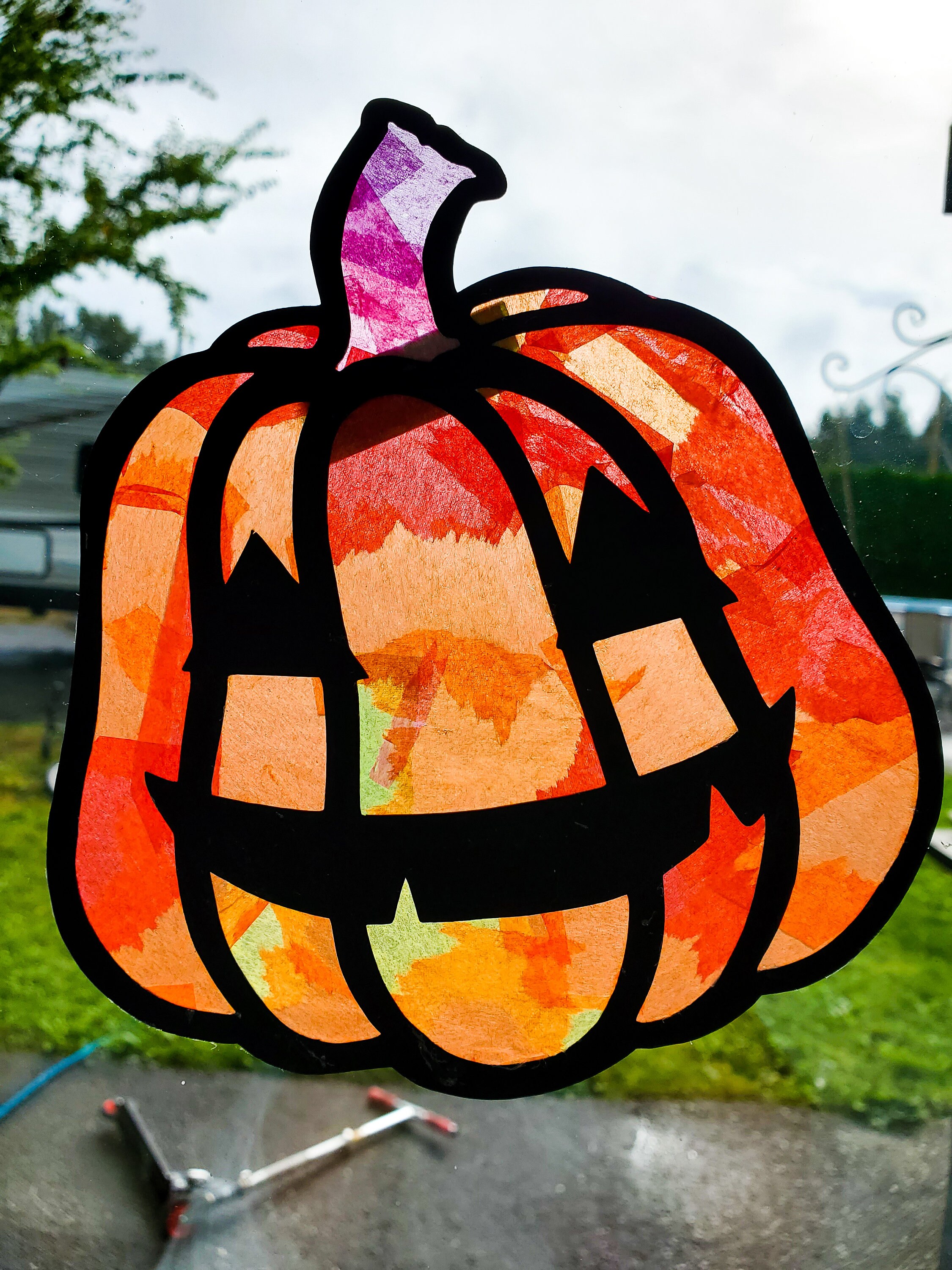 Halloweensuncatcher Kitkids Craft Kit Stained Glass Tissue Etsy