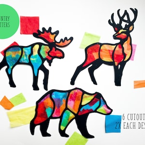 Country Critters Suncatcher Kit - kit d’artisanat pour enfants - papier de soie en vitrail - kit de collage - projet scolaire - artisanat - bricolage - fait à la main - fête