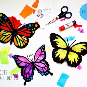 Papillons Suncatcher Kit - kit d'artisanat pour enfants - papier de soie vitrail - kit de collage - projet scolaire - artisanat - bricolage - fait main - fête