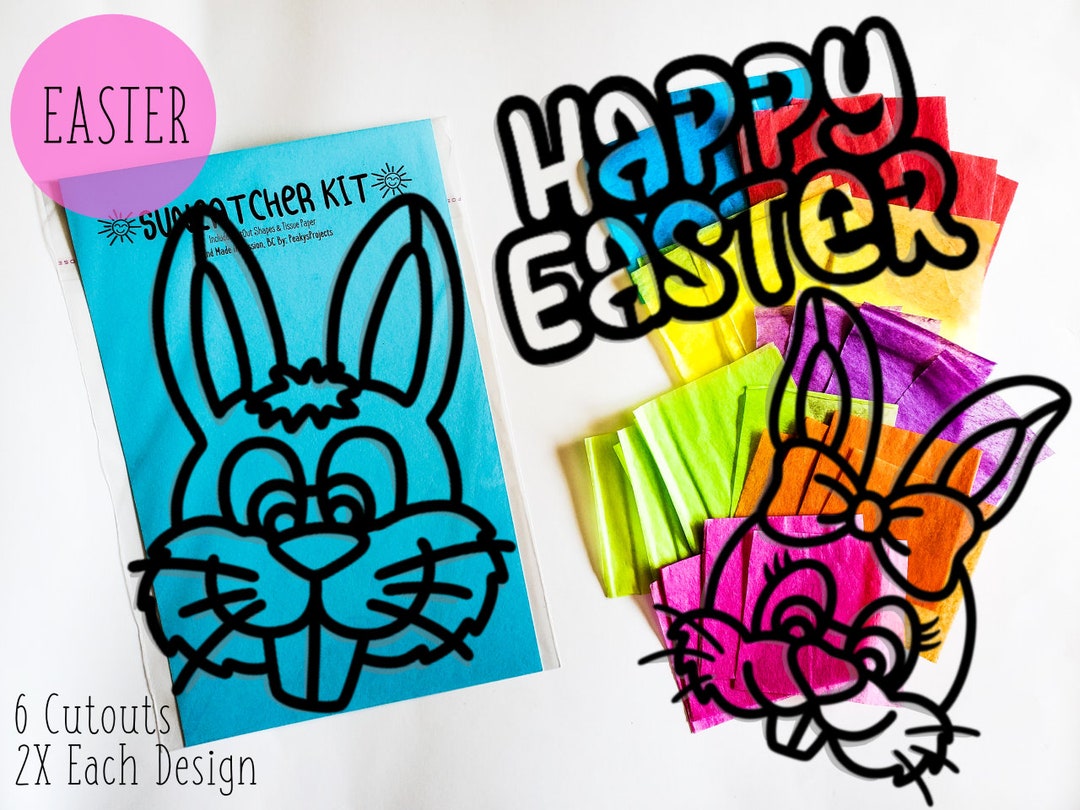 Happy Easter Suncatcher Kit Craft Kit Stained Glass Tissue Etsy