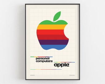 Apple Personal Computer Logo Print, MAC Think Different Advertisement Poster, Office Room Decor, Technology Wall Art, Steve Jobs Fan Gift