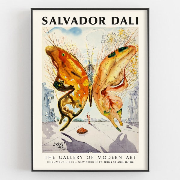 Venus Butterfly By Salvador Dalí Exhibition Poster, Woodland Print, Natural History Art, Retro Princess Fairy Tale Wall Decor, Nursery Gifts