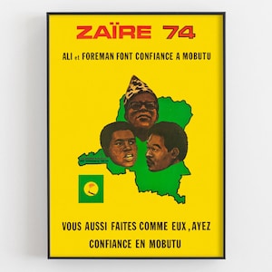 Muhammad Ali Vs George Foreman Poster, Rumble in the Jungle Print, Heavyweight Championship Boxing Decor, Zaire 74 Fight, Sports Wall Art