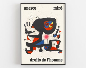 Joan Miro UNESCO Human Rights Exhibition Poster, Abstract Art Print, Modern Decor, Museum Gallery Wall, Artist Gifts, Surrealism Painting