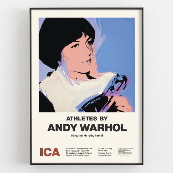 Dorothy Hamill Pop Portrait, Athletes By Andy Warhol Exhibition Poster, American Figure Skater, Olympic Sports Decor, Game Room Wall Art