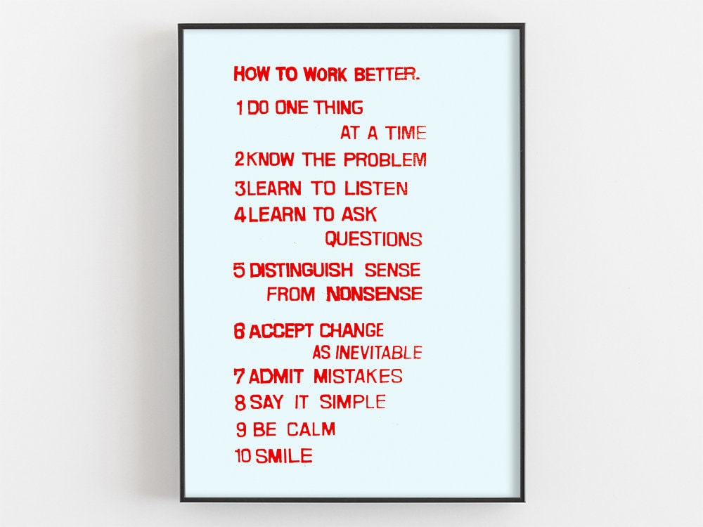How to Work Better by Peter Fischli and David Weiss Print, Work