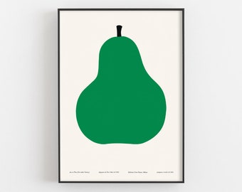 La Pera Poster, Enzo Mari Mid-Century Modern Wall Art, The Green Pear Print, Kitchen Cafe Decor, Museum-Quality Fruit Artwork, Gifts For Her