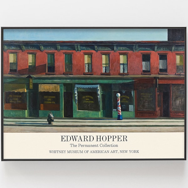 Edward Hopper Exhibition Poster, Early Sunday Morning Print, American Realism Wall Decor, American Museum Art New York Painting, Retro Gifts