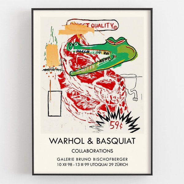 Warhol & Basquiat Collaboration 23 Artwork, Crocodile Exhibition Poster, Jean Michel Giclée Print, Andy Warhol Wall Decor, Fan Art Gift Idea