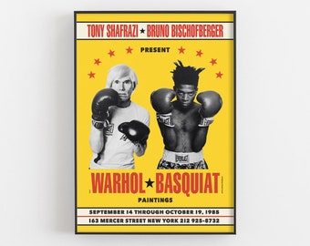 Warhol Basquiat Boxing Poster, Exhibition Print, Jean-Michel Giclée Print, Basquiat Art, Andy Warhol Wall Decor, Fan Art Gift Idea, Ochenta