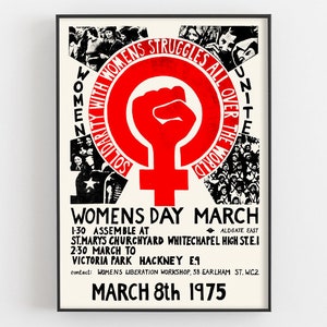 Woman&#39;s Day March Exhibition Poster, Feminism print, Vintage Protest Art, Feminist Gifts, Vintage Wall Decor, Women Rights, Fight, Struggle