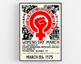Woman&#39;s Day March Exhibition Poster, Feminism print, Vintage Protest Art, Feminist Gifts, Vintage Wall Decor, Women Rights, Fight, Struggle