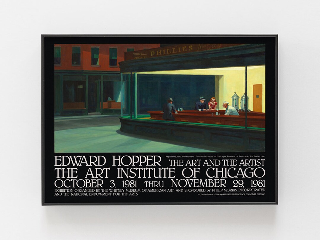 Edward Hopper Exhibition Poster, Nighthawks Print, American Realism