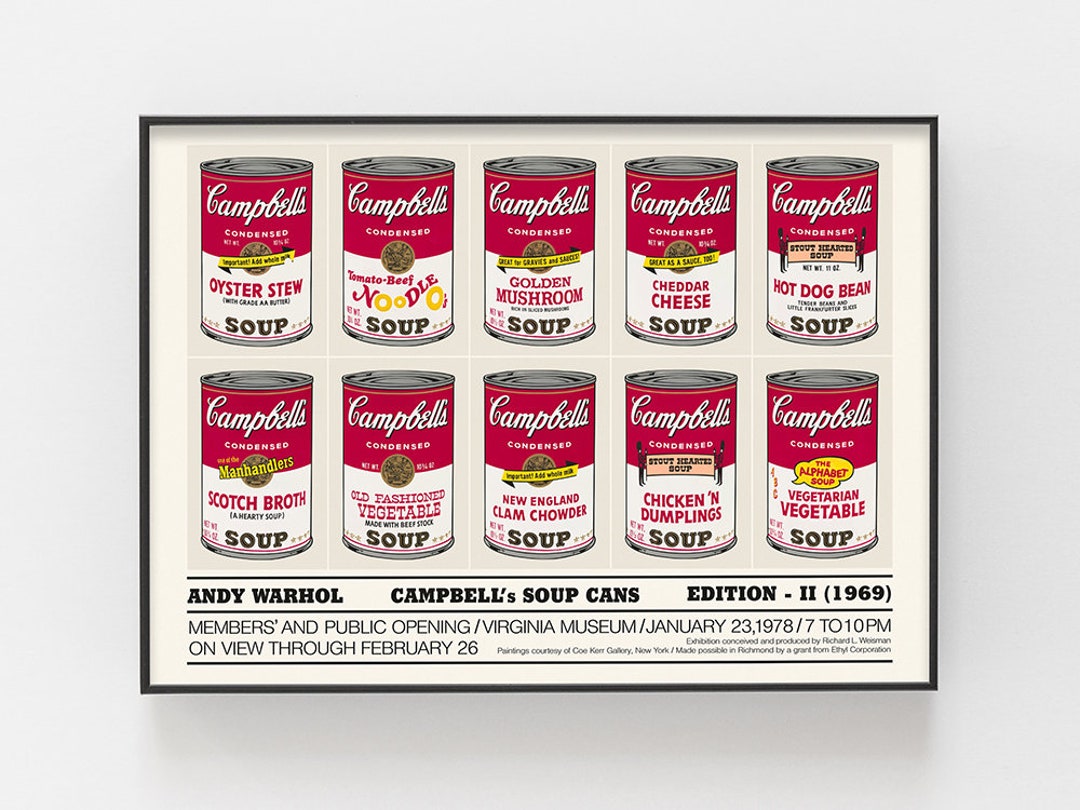 Campbell's Soup Cans II 1969 Exhibition Poster Andy Etsy